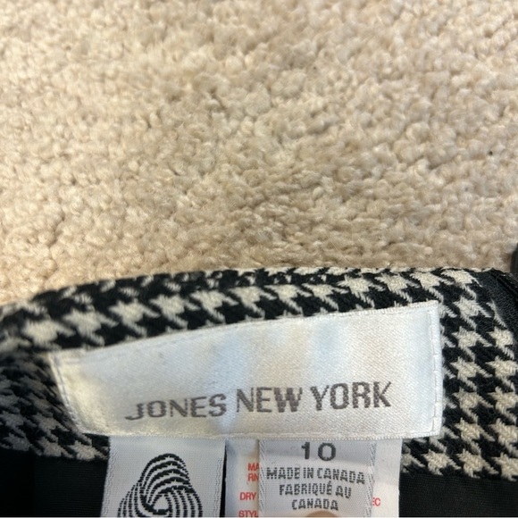JONES New York black white houndstooth check wool pencil skirt Sz 10 - Picture 6 of 11
